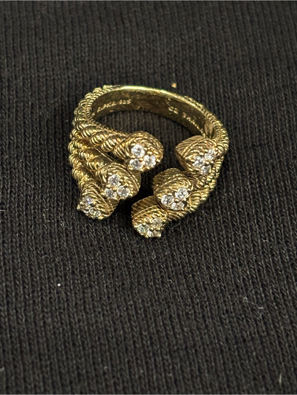 Judith Ripka Gold-Tone Multi-Cluster Crystal Open Rope Ring - Picture 3 of 9